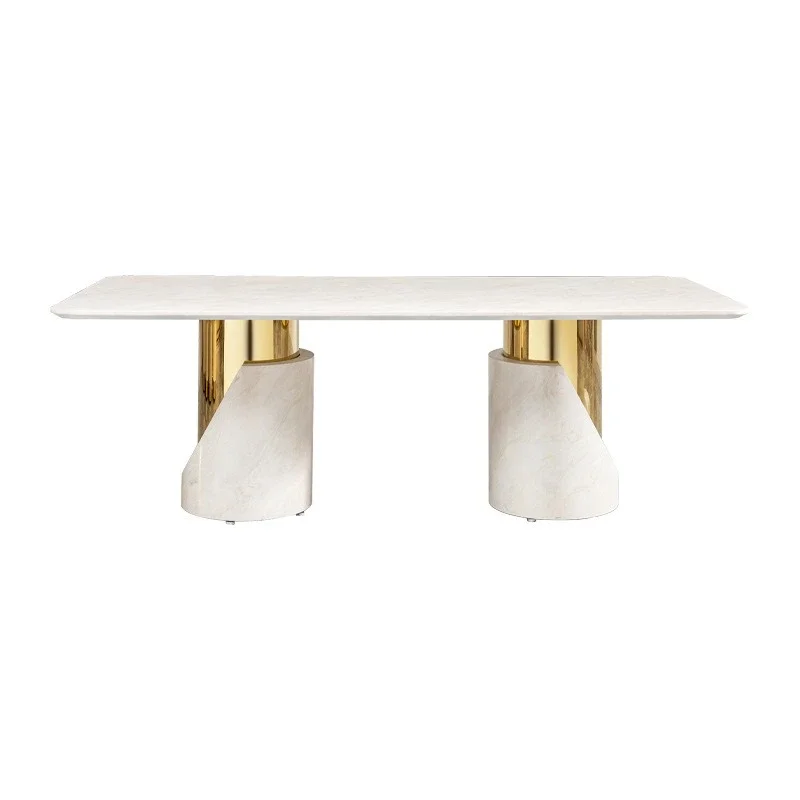

Light luxury marble dining table high-end dining room furniture gold stainless steel