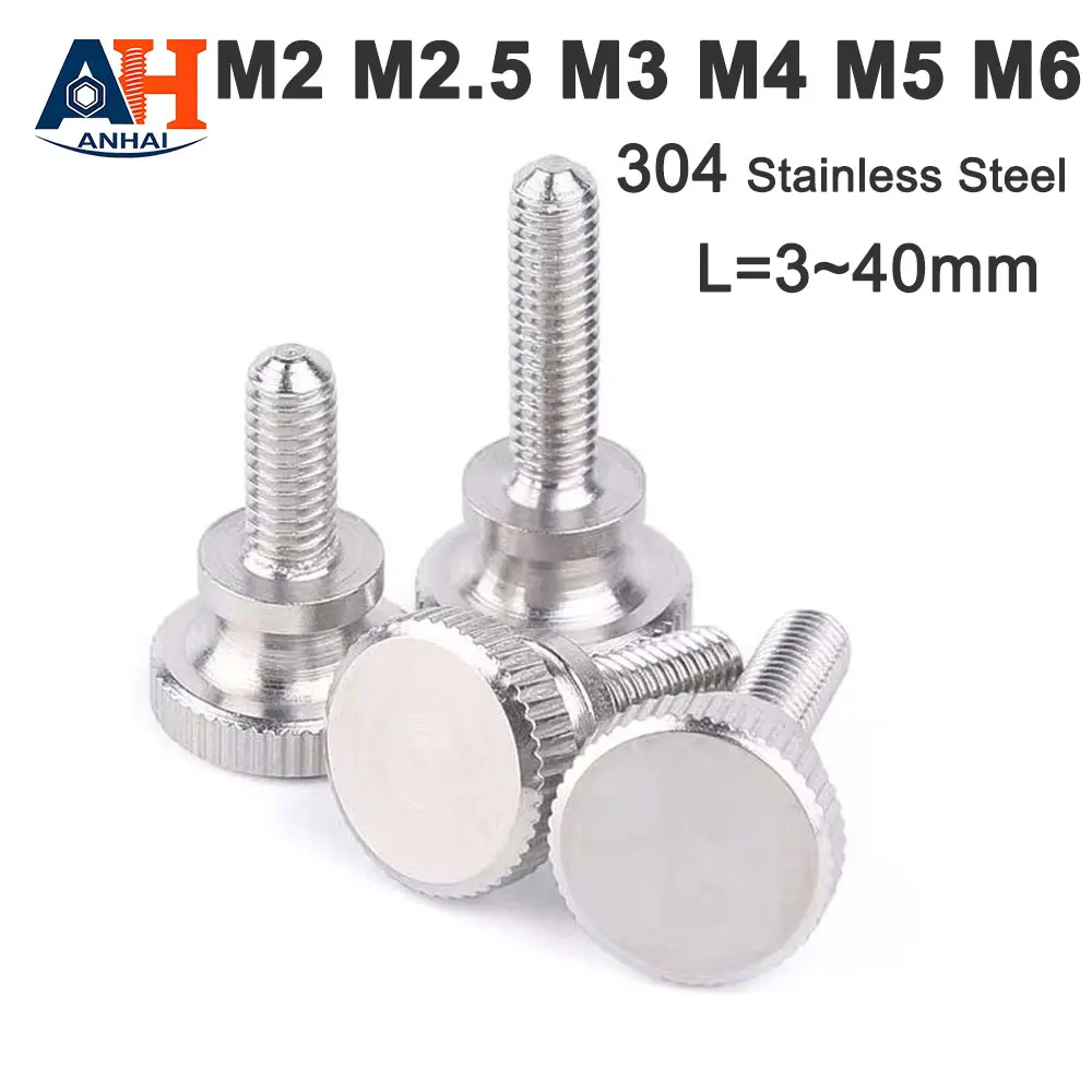 304 Stainless Steel Fasteners Knurled Thumb Screws M2~M6 For Instrument Adjustment