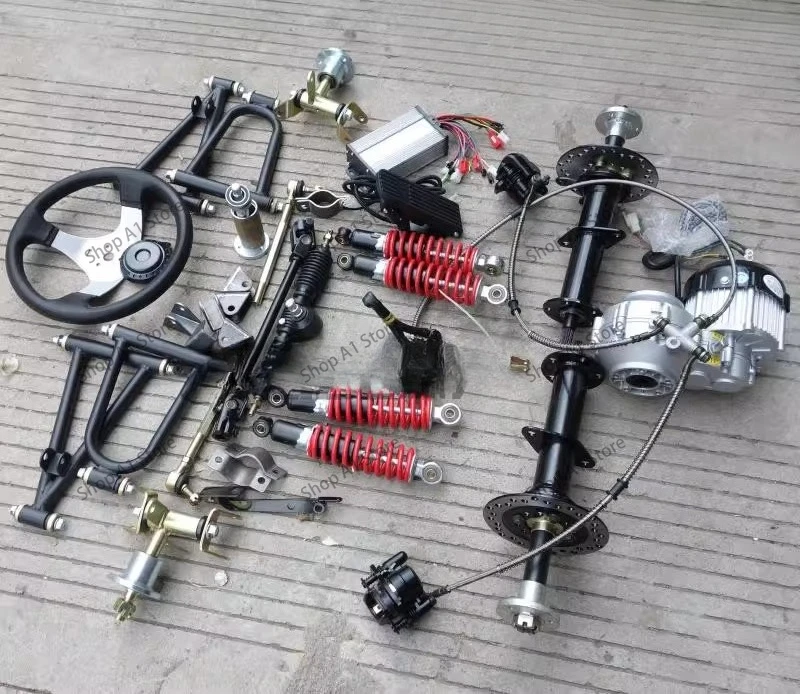 DIY Modification Electric Quad Wheeler Go-Kart Accessories Front Suspension Steering Differential Shaft Drive Motor Rear Axle