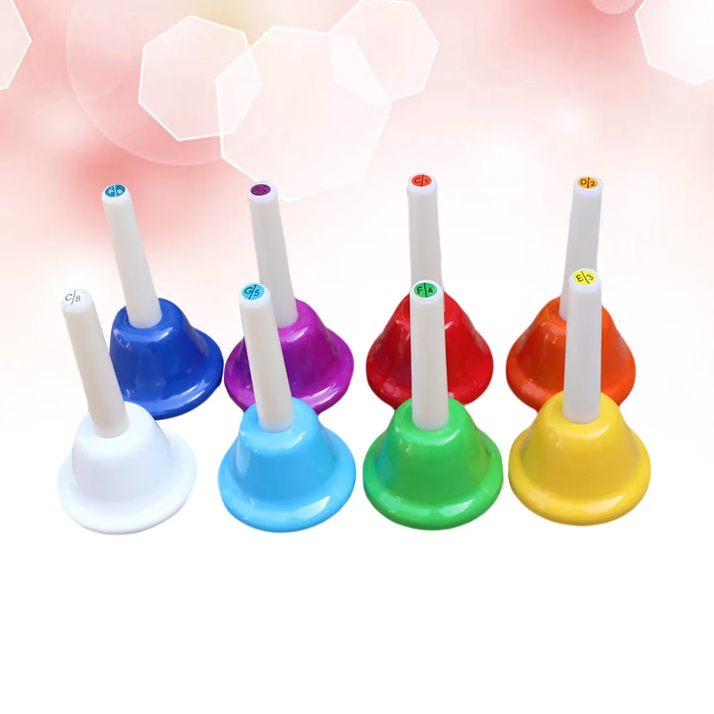 

8pcs Colorful Octave School Handbells Metal Percussion Instruments Loud Clear Sound Classroom Teaching Aids For Students