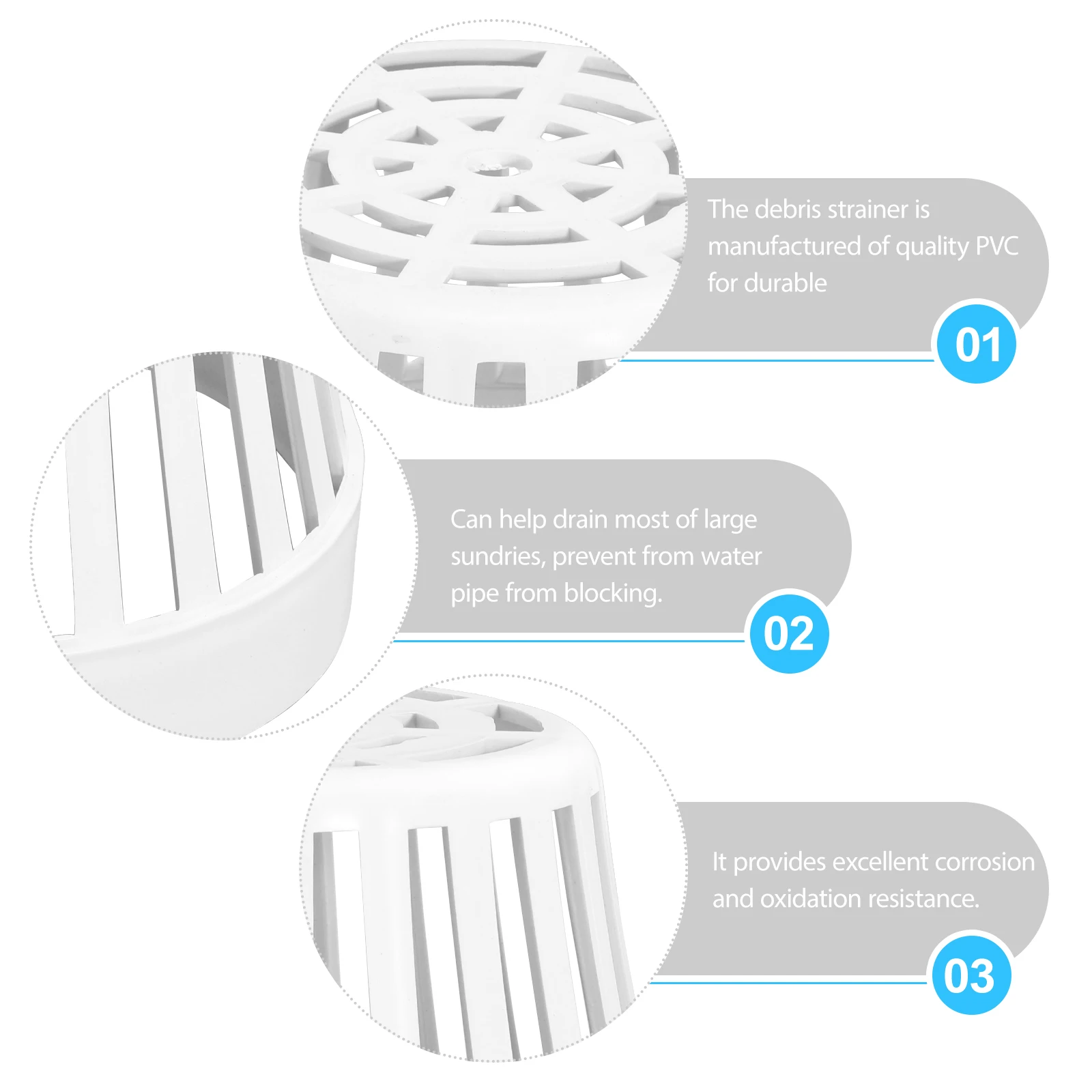 

PVC Drain Filter for Rooftop Floor Sink Strainer Mesh Cap Cover Anti clogging Corrosion Resistant Oxidation Proof Easy Cleaning