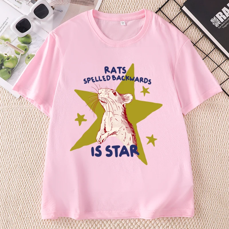 Rats Spelled Backwards Is Star T-shirt Men Women Short Sleeve Rat Tshirt Funny Animal Graphic Tee Cotton Casual Printed Tees