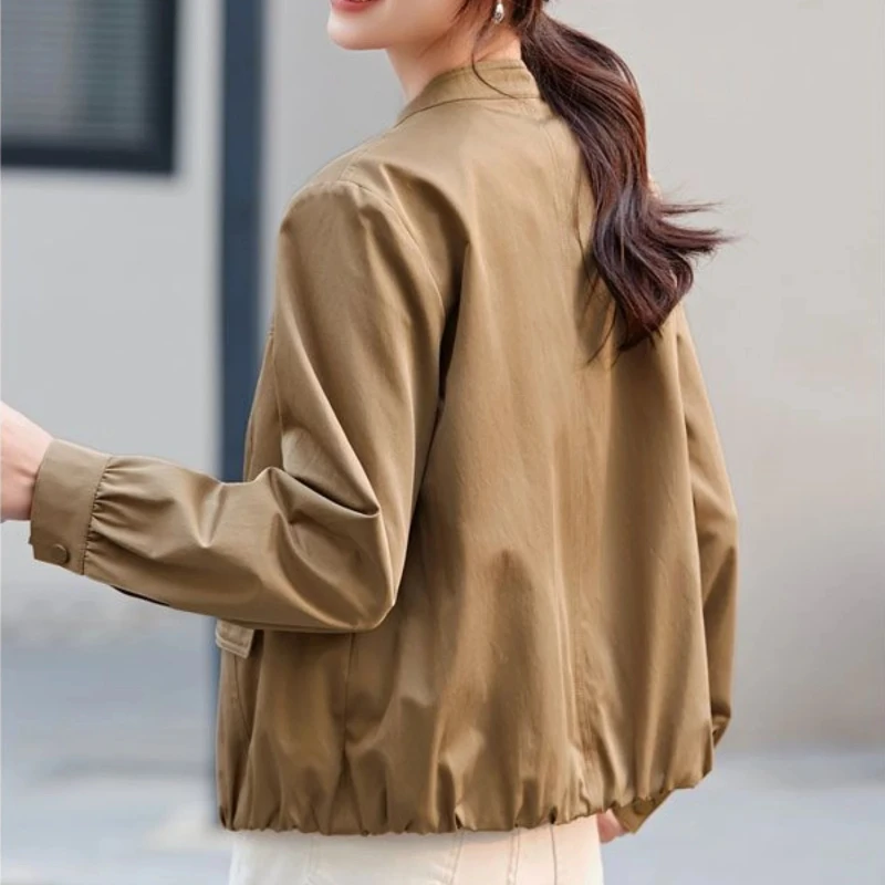 Baseball Aviator Coat Woman Loose Vintage Plain Bomber Jacket for Women Sale Chic Cheap Long Sleeve Deals Fashion Elegant Casual