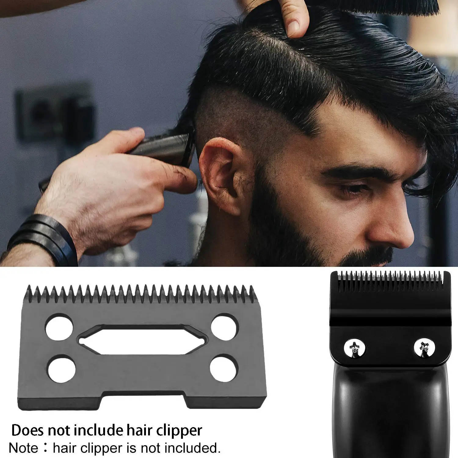 A24P 6 Pcs Ceramic Blade Ceramic Replacement Cutter ,28 Teeth Ceramic Clipper Blade Replacement Cutter 2-Hole Clipper,Black