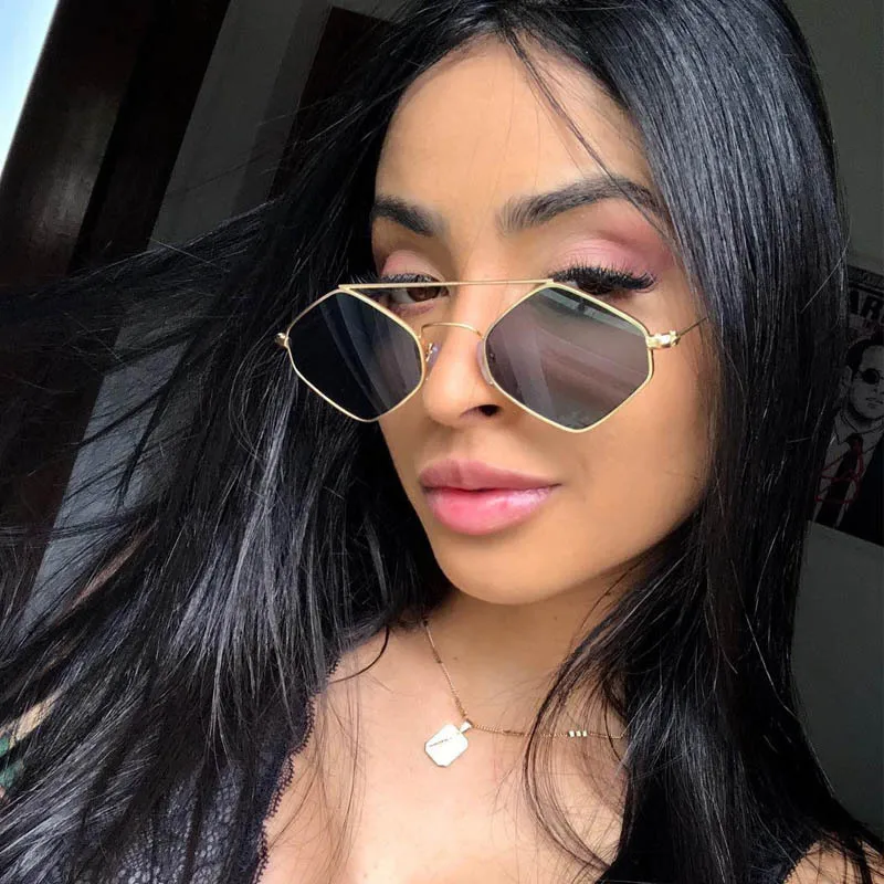 Kleine, frische Rhombus Piloten-Sonnenbrille aus Metall für Damen und Herren, Doppelsteg-Cat-Eye-Luxus-Sonnenbrille für Partys, Damen- und Herrenbrille