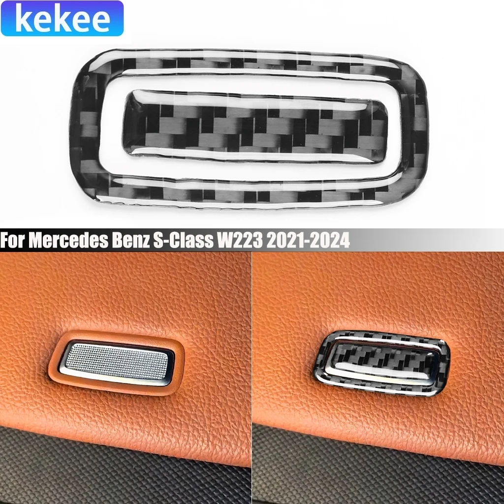 

Carbon Fiber Rear Storage Button Cover Sticker Car Accessories Interior Trim For Mercedes Benz Maybach S-Class W223 2021-2024