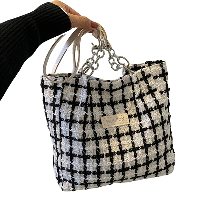 Sac à main Design grille à la mode, sac à main classique à carreaux, fourre-tout polyvalent et spacieux pour étudiantes femmes