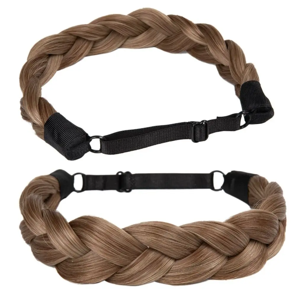 

Adjustable Braided Hair Headband Stretchable Golden/Brown/Black Synthetic Hair Bun Extensions Reusable Non-slip
