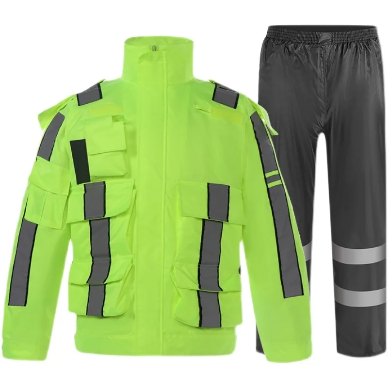 Reflective Pants Raincoat Suit Jacket Scooter Motorcycle Fluorescent Raincoat Waterproof Rainsuit Rain Gear