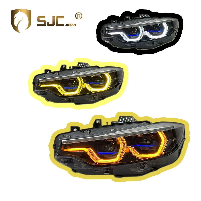 SJC Modified Accessories for BMW 4 Series F32 F82 LED Headlight 2014-2020 V3 Yellow White Amber Tri-Color Daytime Running Light