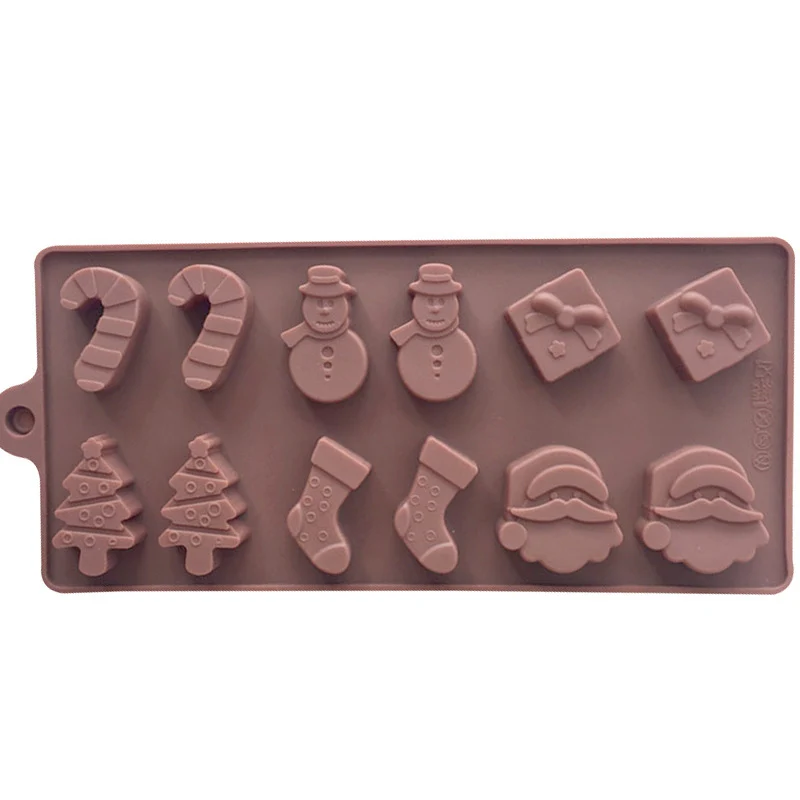 12 compartments Christmas Tree Old Man Stocking Holiday Baking Chocolate Molds Ice Cube Silicone Molds Candy Cookie Baking Molds