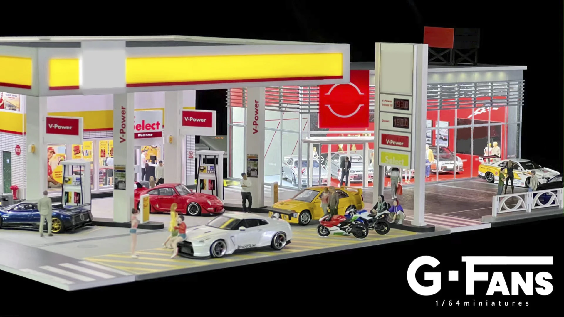 GFans NEW Model 1:64 Parking Garage Assembled Scene Diorama w Light Car Garage Diorama Model 1/64 Scene Collection Display Toy