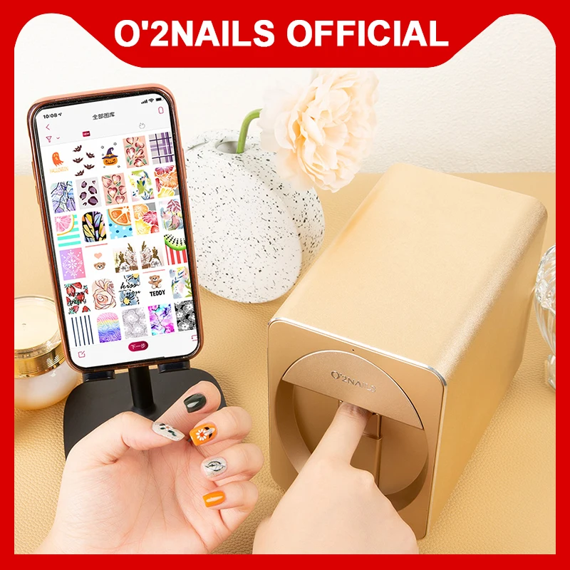 O2nails Mesin Cetak Nail Art Portabel H1 Mobile Nail Art dengan Body Logam untuk Penggunaan Rumah Salon Kuku