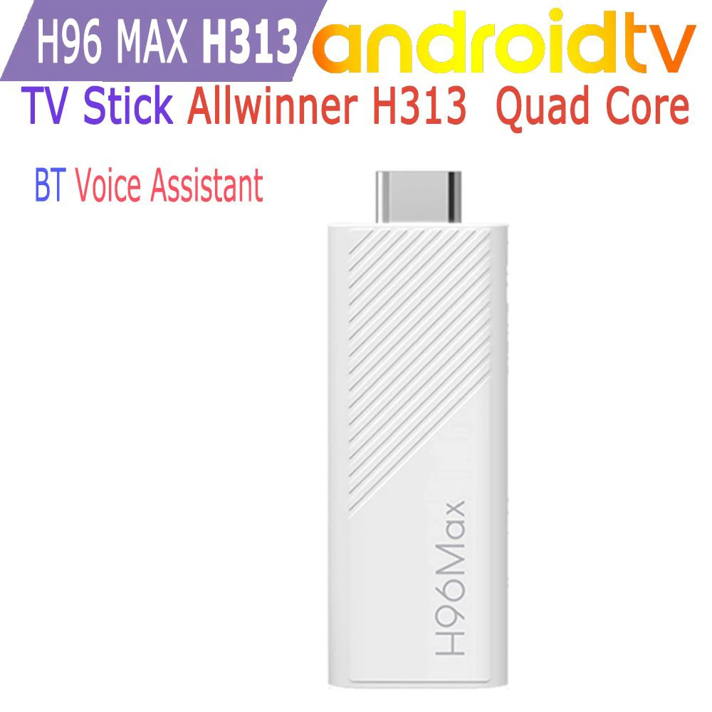 H96 Max H313 Android TV Stick Allwinner Quad Core 4K Video Wifi6 BT Voice Remote Control Assistant Smart TV Box