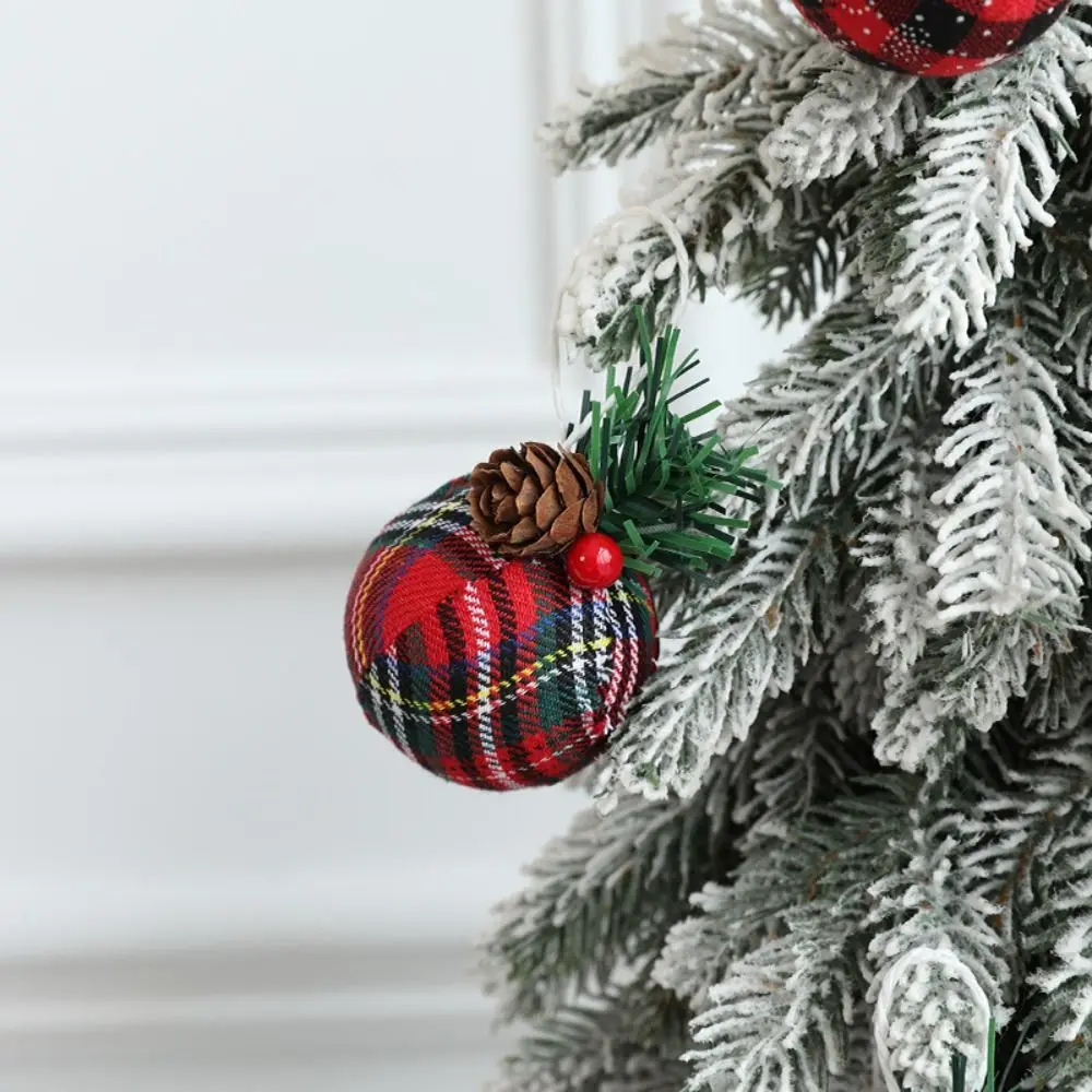 10PCS Navidad 5cm Christmas Tree Decoration Ball Hanging Party Supplies Christmas Pendant Plaid Xmas Ornaments Home Decoration