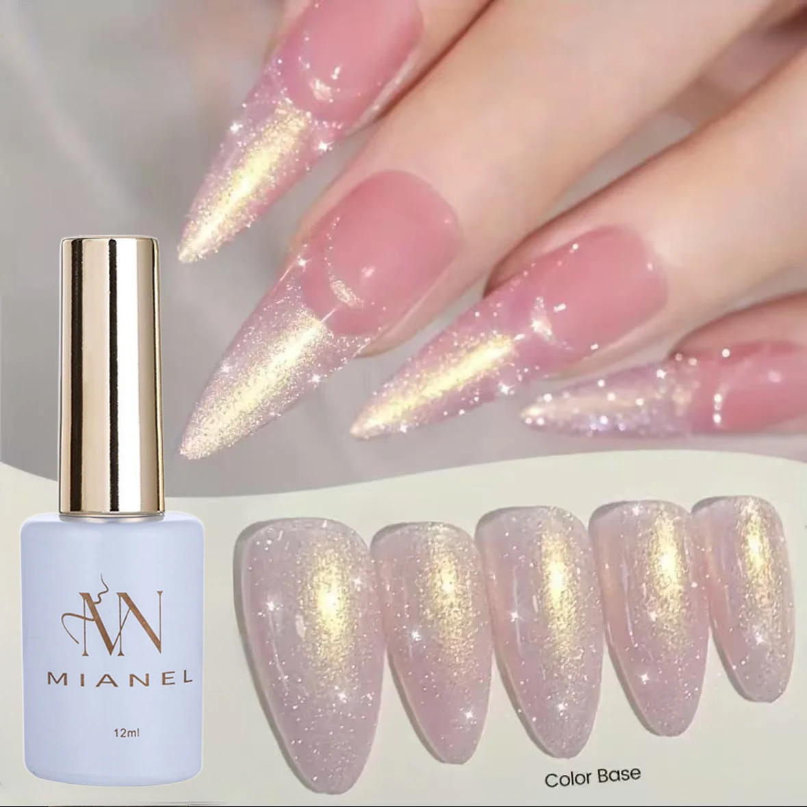 12ml 1 pçs luz dourada flash glitter gel unha polonês 2025 novo popular verão unhas branqueamento gel polonês branco rosa unhas