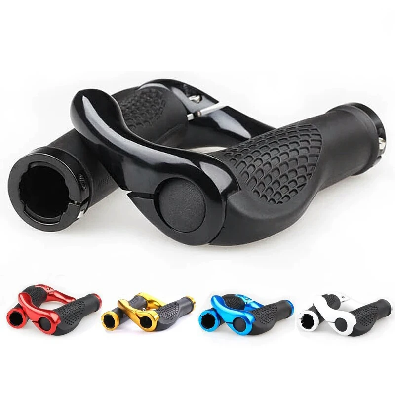 1 Pair Bicycle Handlebar Grip Ergonomic Anti Skid Lock on Handle Cover Aluminum Alloy Rubber Grips MTB Bike Accessories