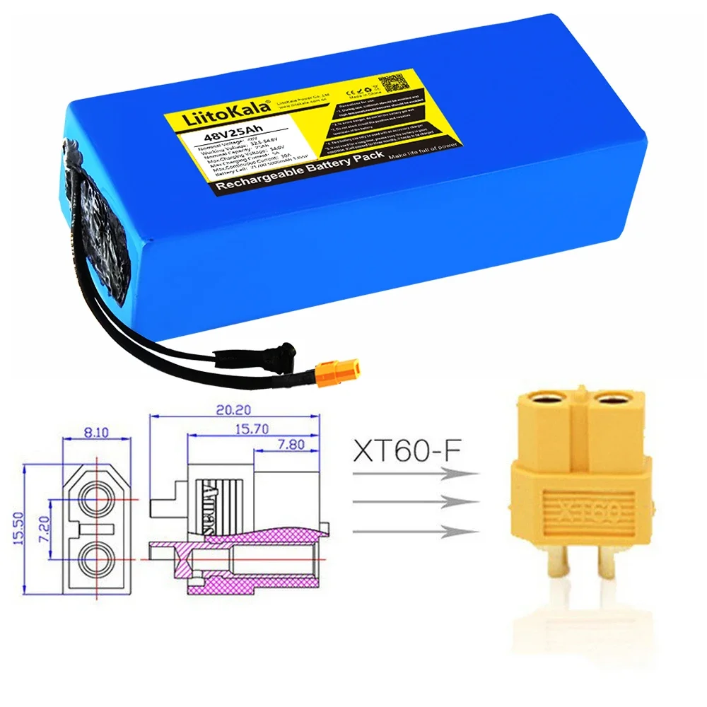 LiitoKala 48V 35Ah/20Ah/30Ah/25Ah 21700 5000mAh 13S Lithium Battery Pack 48V 1500W electric bicycle battery Built in 50A BMS