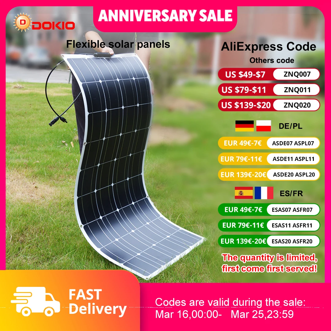 18V 100W Flexible Waterproof Solar Panel