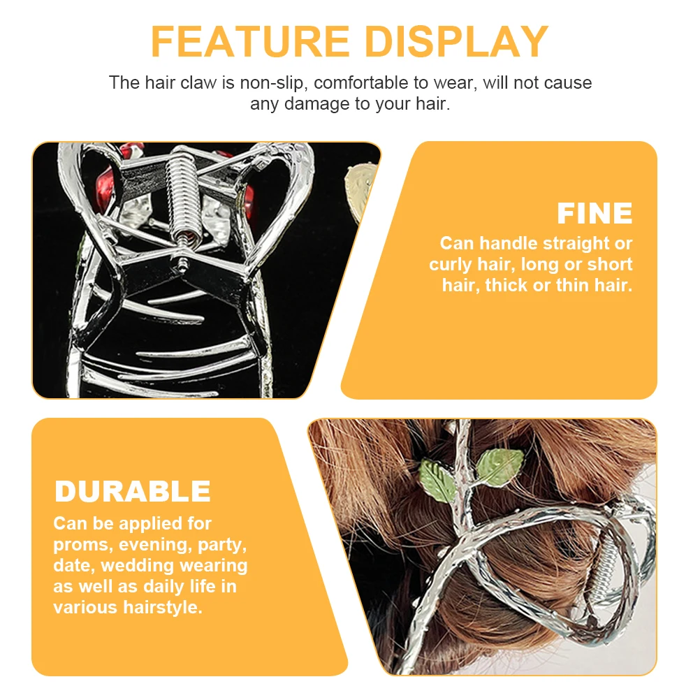 

Rose Metal Clip Flower Claw Barrette Non-Slip Claw Clip For Party Wedding Daily Wear Elegant Women Hair Accessories Shark Hair