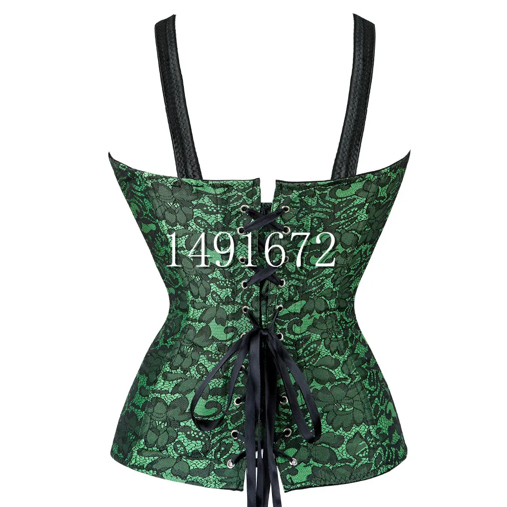 Corset Top Womens Shoulder Straps Bustier Overbust Jacquard Exotic Corselet Sexy Lingerie Brocade Plus Size Costumes Fashion