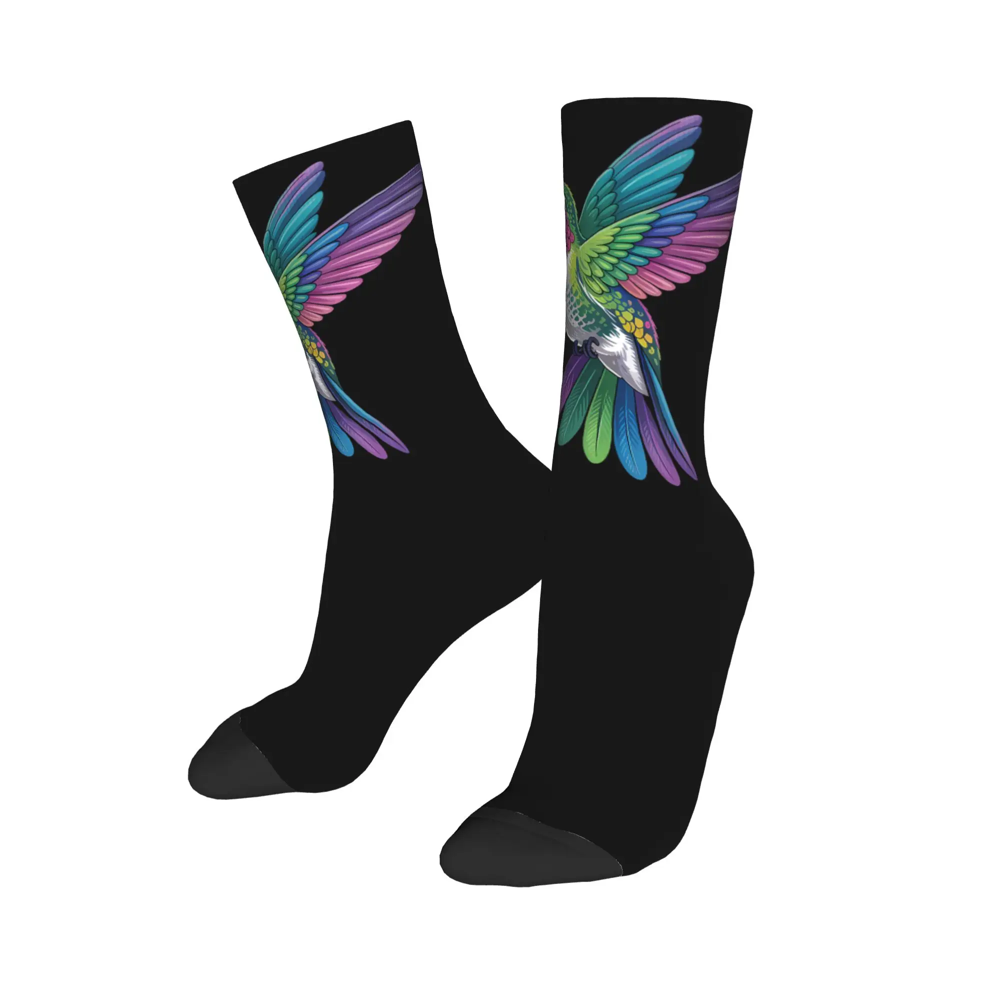 Casual Hummingbird Animal Lover Art Tropical Bird Sports Socks  Polyester Middle Tube Socks for Unisex Breathable