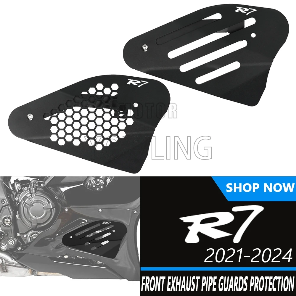 For YAMAHA YZF R7 YZF-R7 YZFR7 2021 2022 2023 2024 2025 2026 Motorcycle Front Exhaust Pipe Guards Protection Heat Shield Guard