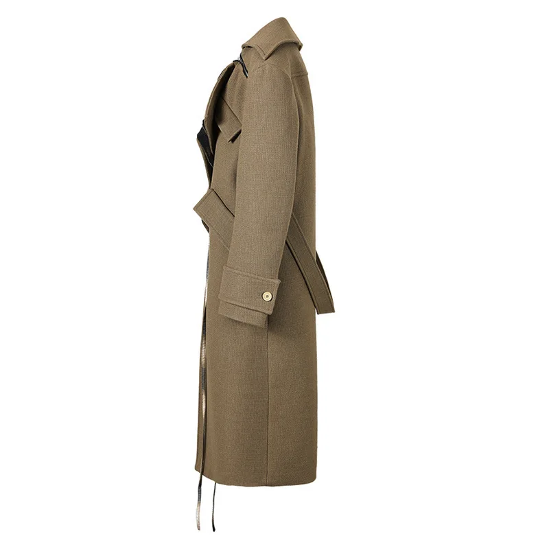 Vefadisa 2024 Otoño Invierno nuevo Camel mujer abrigo de lana solapa manga larga abrigo de lana Irregular moda todo-fósforo abrigo ZXY1367A