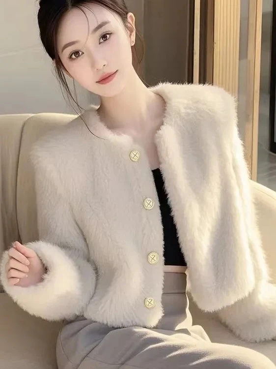 Sli ort-abrigo de visón Thiened para mujer, invierno, nueva Faion, antienvejecimiento, hermosa versión coreana, cálido, largo, redondo, Ne