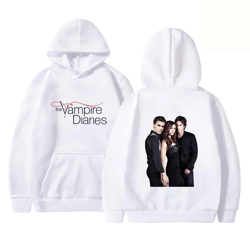 The Vampire Diaries Harajuku Printed Hoodies Cool Logo Casual Pullover Streetwear Fashion Long Sleeve Sweatshirt