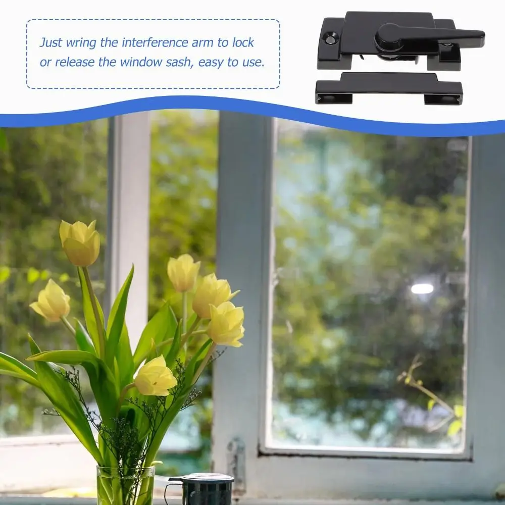

Black Color Sliding Window Sash Locks Zinc Alloy Mounting Base Cam Action Wear Resistant Anti-Rust Anti-Theft Hardware