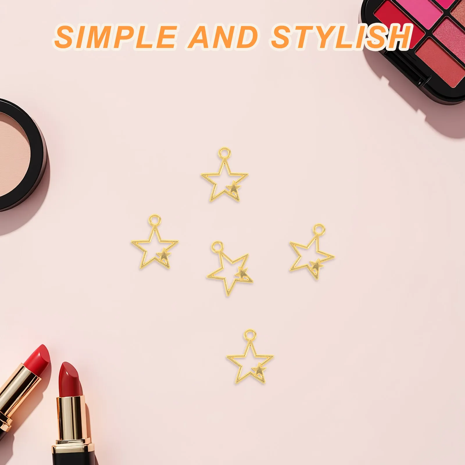 100Pcs Hollow Star Charms Golden Metal Pendants for Jewelry Making DIY Necklaces Bracelets Earrings Keychains Craft Stars Golden