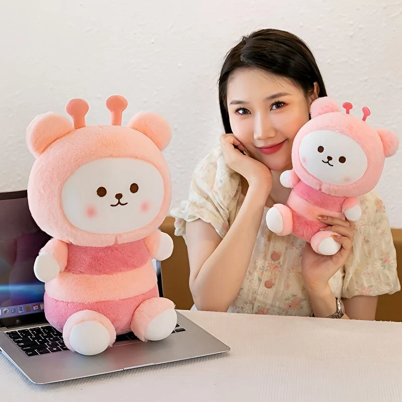 25 cm simpatico orsacchiotto a forma di ape bambola di peluche super carino e morbido rosa cuscino lenitivo ape orso bambola perfetta per i bambini