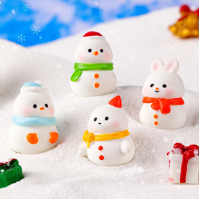 Minifiguras de resina de muñeco de nieve de Navidad, adornos de micropaisaje para casa de muñecas, decoraciones para el hogar, estatuilla de muñeco de nieve de jardín de hadas, 1 unidad