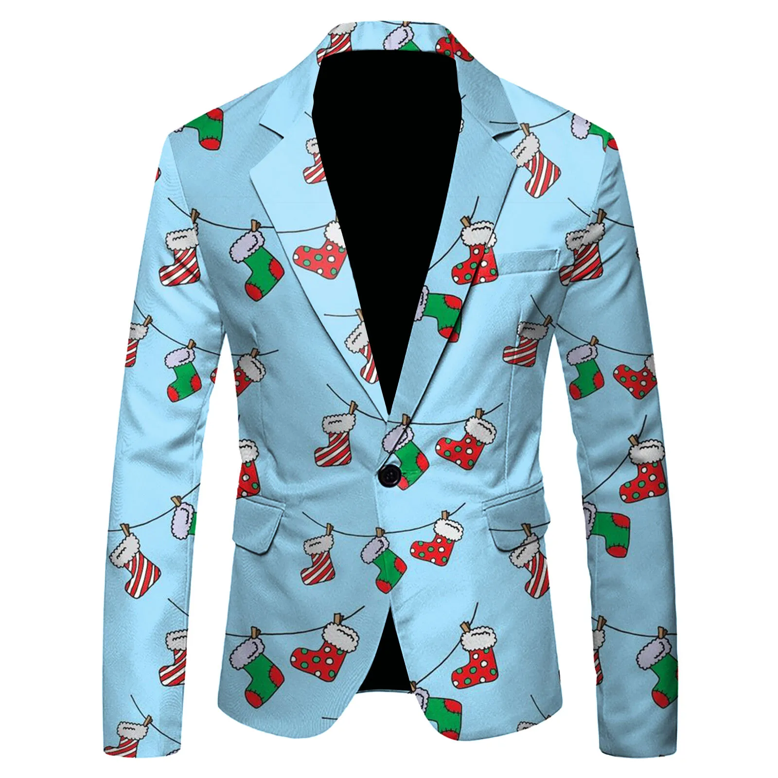 Fashion Christmas Printed Suit Jacket Men Xmas New Year Coat Red Green Costumes Slim Fit Blazers Jackets Masculino Dress Blazer