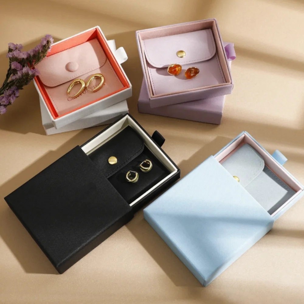 

Pull-Out Jewelry Box Thick Cardboard Gift Box Storage Case Sturdy Drawer Jewelry Box For Home Storage Boutiques Jewelry Shops