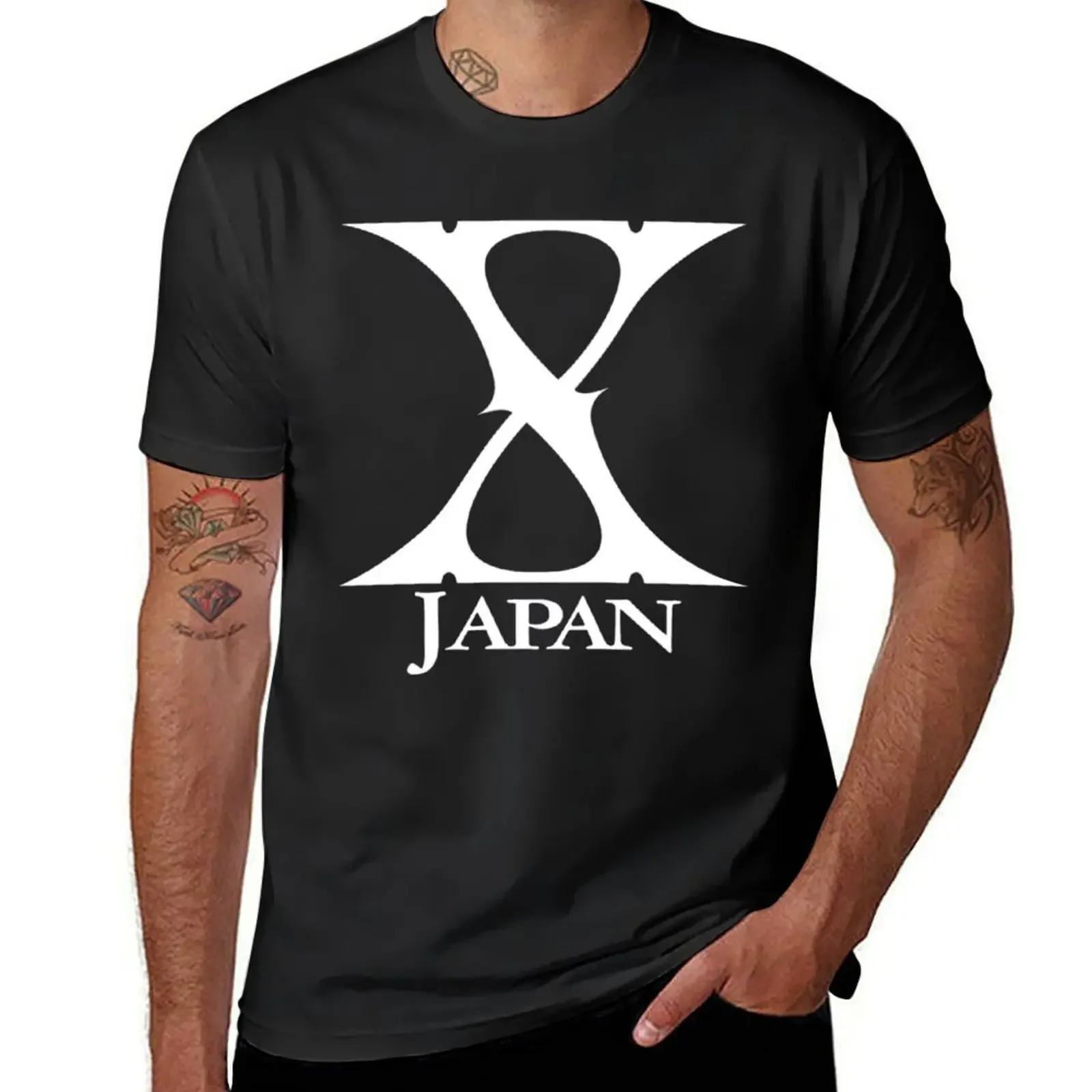 X Japan White on Black T-Shirt sports fans hippie clothes korean fashion funny t shirts for men