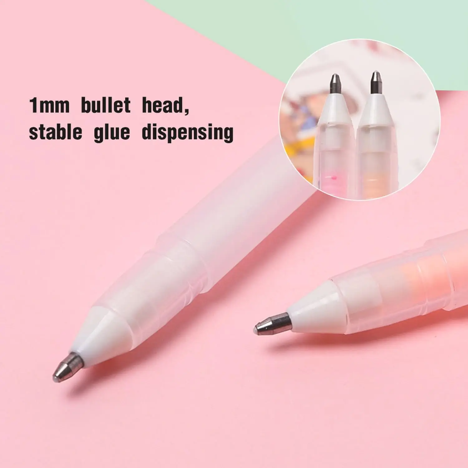 Bolígrafo de pegamento con punta de bola de 6 uds con 6 uds de recambios de pegamento adicionales, de secado rápido, apto para niños, plástico, bolígrafo, manualidades, arte, escuela