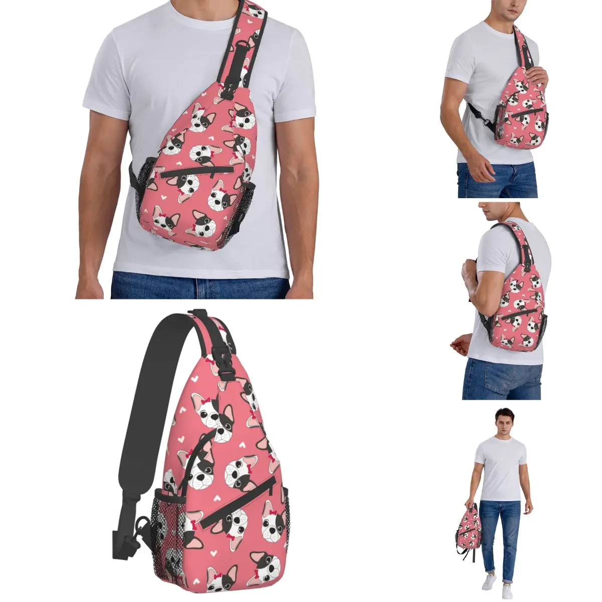 Bulldogge Hund kleine Schulter taschen Brust Cross body Schulter rucksack Outdoor Wandern Tages rucksäcke Tier Cool Pack