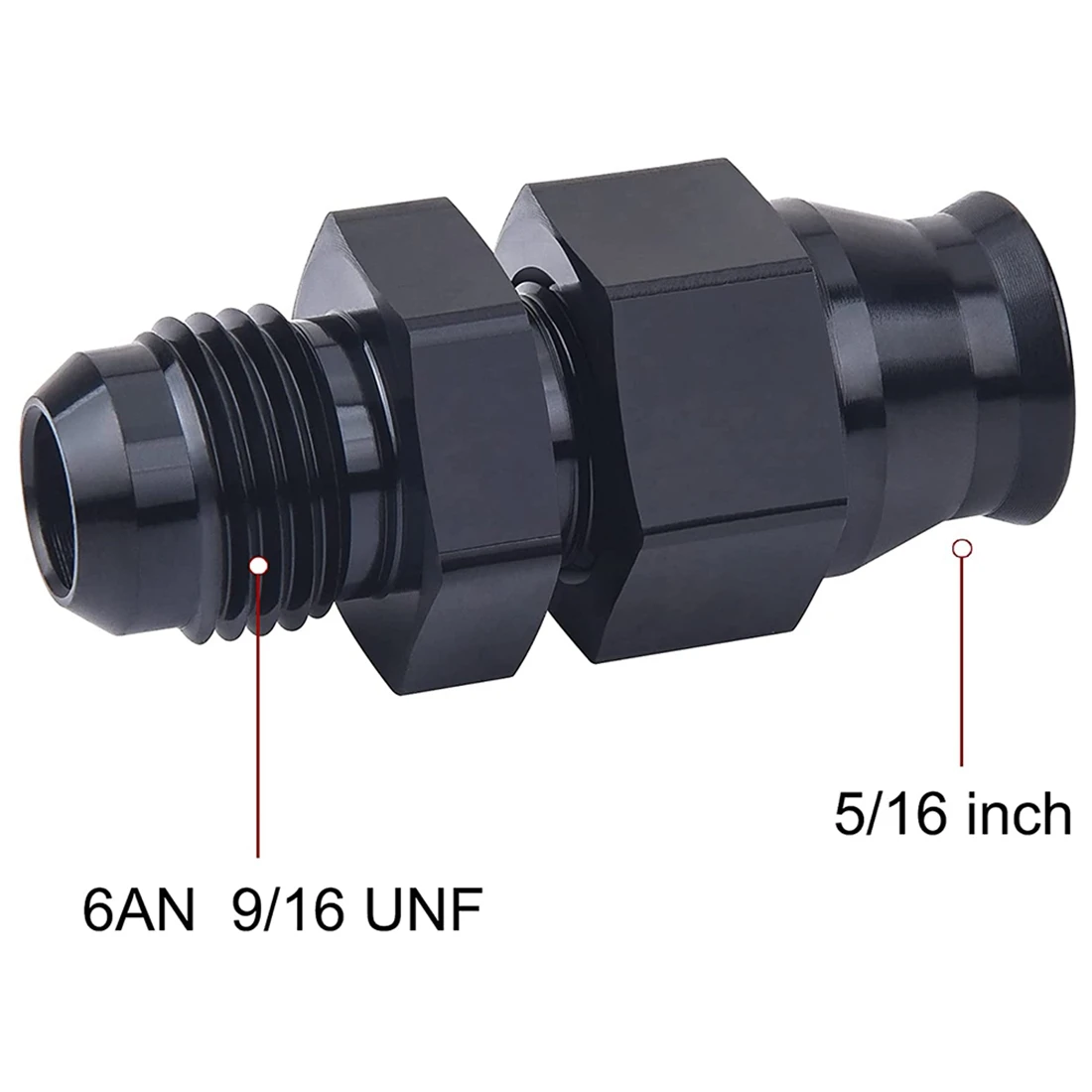 ASMA-6AN Male Flare To Fuel Hardline Tube Fitting Adapter Connector Aluminum Alloy Black Anodized Straight