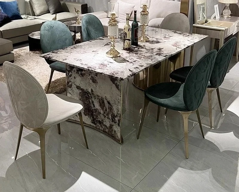 Luxury Stone Dining Table Natural Marble Light Luxury Italian High-end Imported