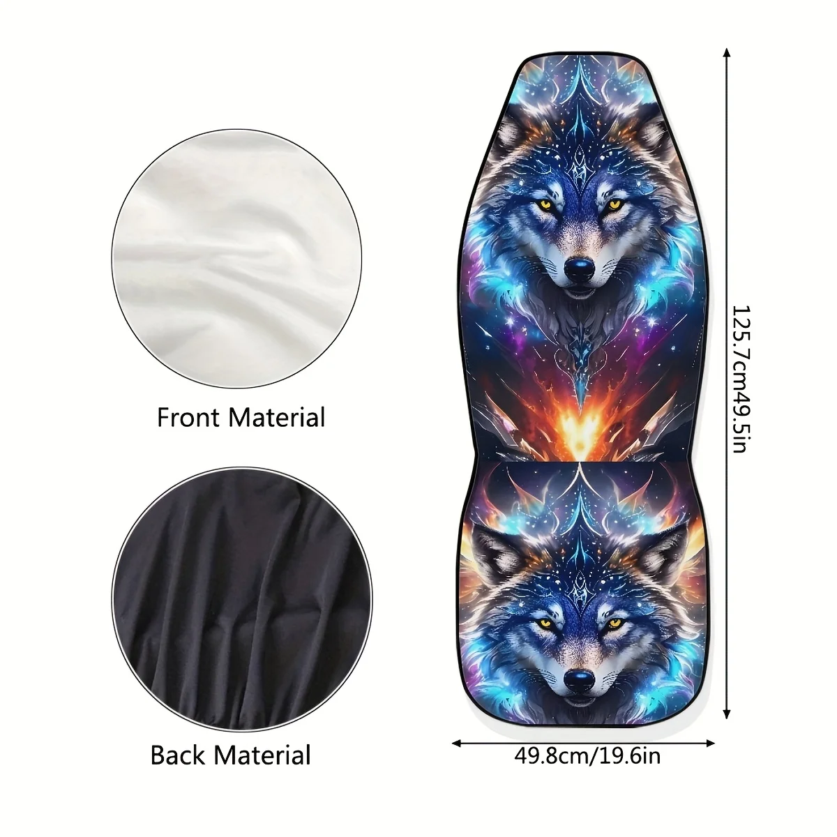 2pcs Wolf Print Car Seat Covers - Fit For Cars, SUVs, Vibrant Cosmic Design, Front Seat Protectors For Small To Medium Vehicles,