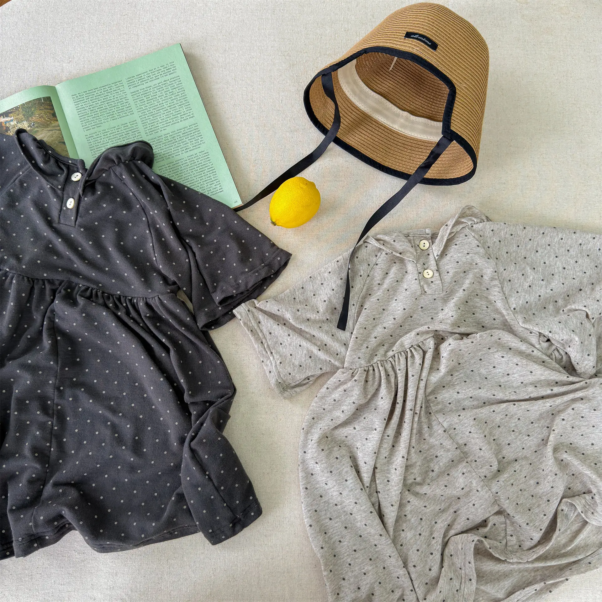 

2026 Spring New Children Long Sleeve Dress Cotton Baby Girl Polka Dot Dress Girls Lace Collar Dress Kids Clothes