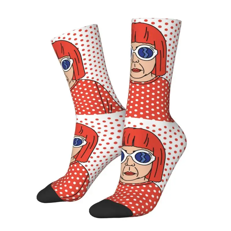 

Cute Printing Cool Yayoi Kusama Polka Reds Socks for Women Men Stretch Summer Autumn Winter Japanese Artist Crew Socks