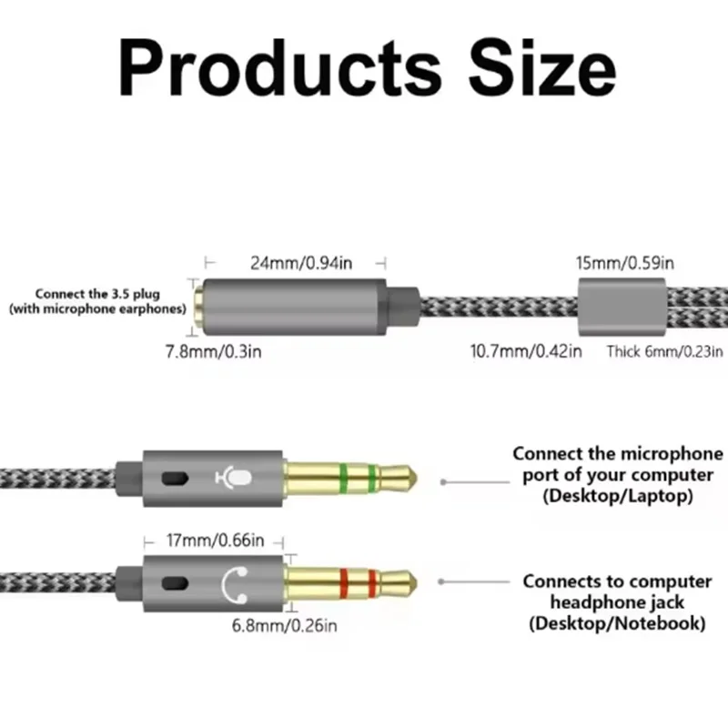 3.5 مللي متر سماعة الفاصل كابل 1 أنثى إلى 2 ذكر 3.5 مللي متر هيئة التصنيع العسكري الصوت Y الفاصل كابل سماعة إلى محول الكمبيوتر كابل مساعد #5