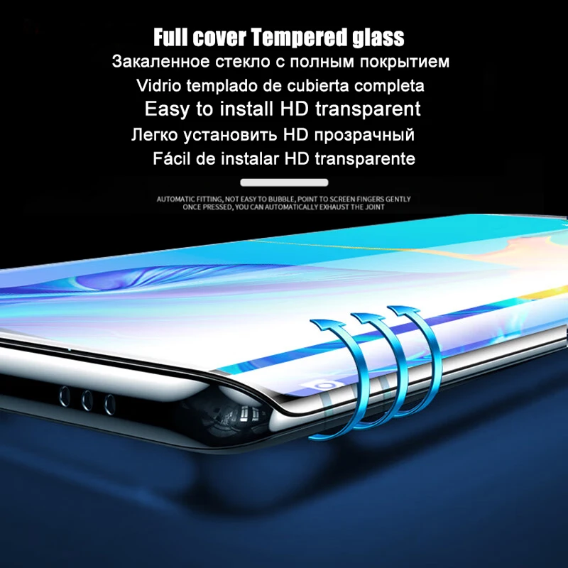 Full Cover All Glue Curved Tempered Glass For Huawei P30 Pro P40 P50 Plus Screen Protector Mate 30 20 40 Pro RS Film Accessories