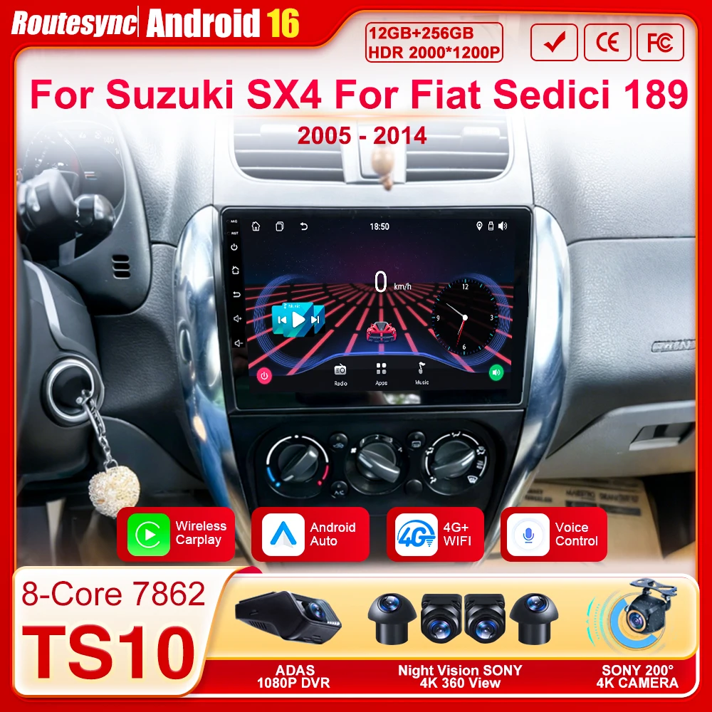

For Suzuki SX4 For Fiat Sedici 189 2005 - 2014 Wireless Android Auto 2din Touch Screen Car Radio Car Multimedia Video Player FM