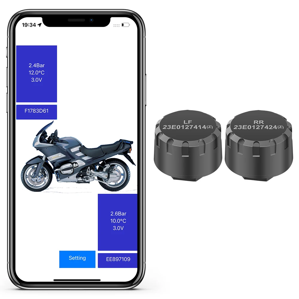 Motorcycle TPMS 2 Sensors Bluetooth 4.0  Tire Pressure Monitoring System Pit Bike Tyre Tester Diagnostic Set Moto Accessories