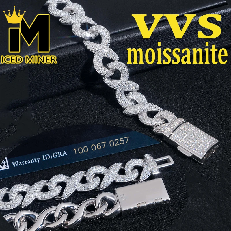 10mm 8 Chain Moissanite Necklace S925 For Women Men Iced Out Chain Hip Hop Jewelry Pass Diamonds Tester GRA Free Shipping