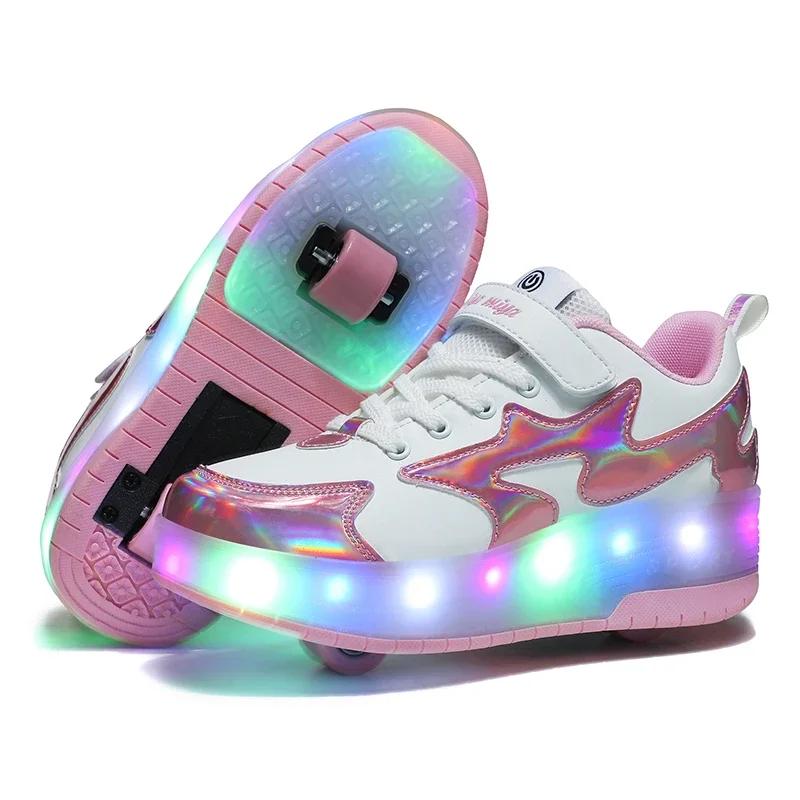 Boys and Girls Roller Skating Fashion Boots Children's Birthday Gift Shoes Kids Party Lighted Shoes Christmas Gift Cricket Shoes